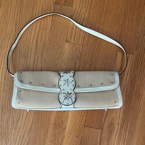Isaac Mizrahi White and Raffia Purse